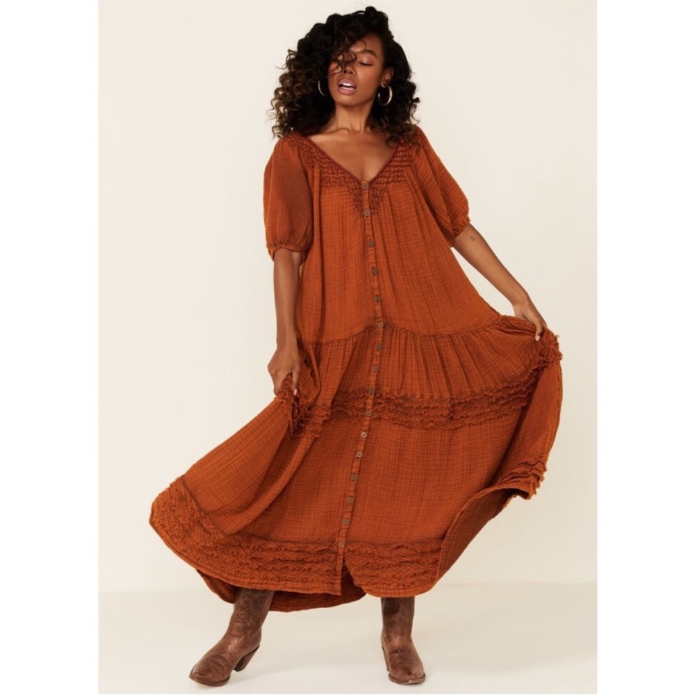 Free People NWT Sunday Stroll Burnt Clay Maxi Dress